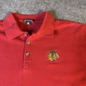 Antigua Chicago Blackhawks Polo Large Red NHL Licensed Shirt